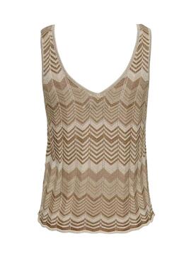 Top Only Lanica Beige Stampa per Donna