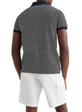 Polo Tommy Hilfiger Micro Print Slim Blu Navy Uomo