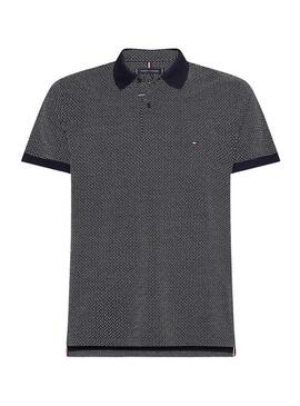 Polo Tommy Hilfiger Micro Print Slim Blu Navy Uomo