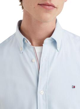 Camicia Tommy Hilfiger Flex Dobby Blu per Uomo