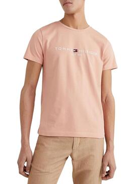 T-Shirt Tommy Hilfiger Logo Corallo per Uomo