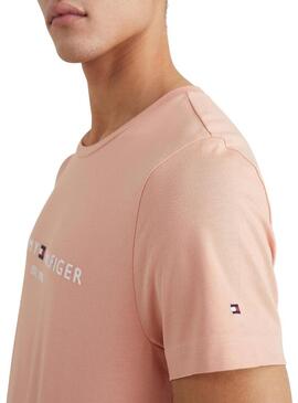 T-Shirt Tommy Hilfiger Logo Corallo per Uomo
