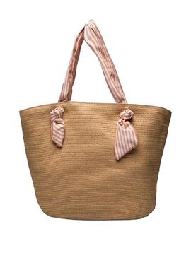 Borsa Pieces Villa Shopper Camel Rosa per Donna