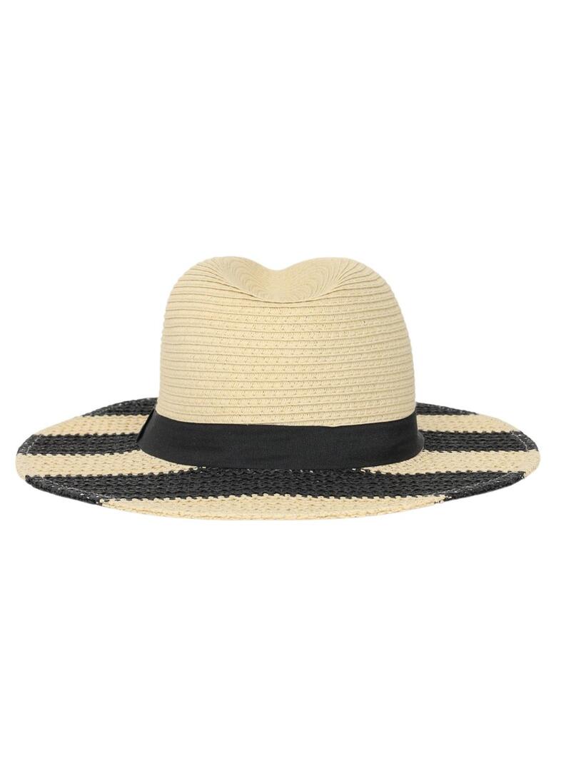 Cappello Pieces Chola Beige Strisce per Donna