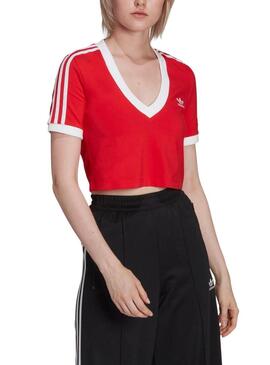 T-Shirt Adidas Cropped Rosso per Donna