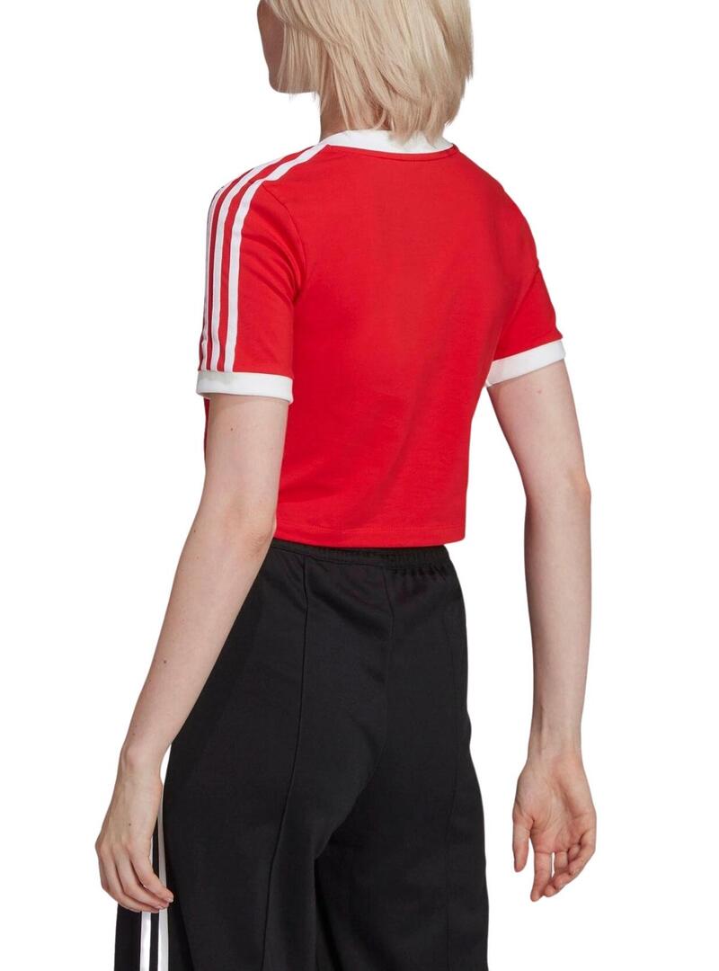 T-Shirt Adidas Cropped Rosso per Donna