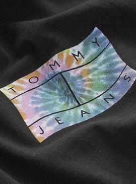 T-Shirt Tommy Jeans Flag Tie Dye Nero Uomo