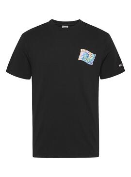 T-Shirt Tommy Jeans Flag Tie Dye Nero Uomo