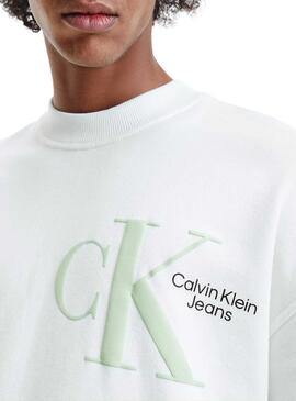 Felpa Calvin Klein Dynamic Crew Bianco Uomo
