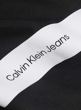 T-Shirt Calvin Klein Contrast Instit Stripe Nero