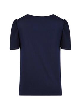 T-Shirt Naf Naf Volants Blu Navy per Donna