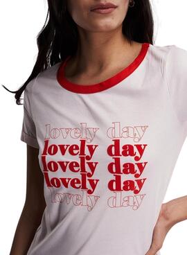 T-Shirt Naf Naf Lovely Day Bianco per Donna