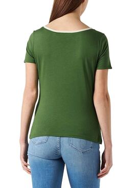 T-Shirt Naf Naf Letras Verde per Donna