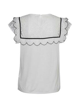 Camicia Naf Naf Volants Bordados Bianco per Donna