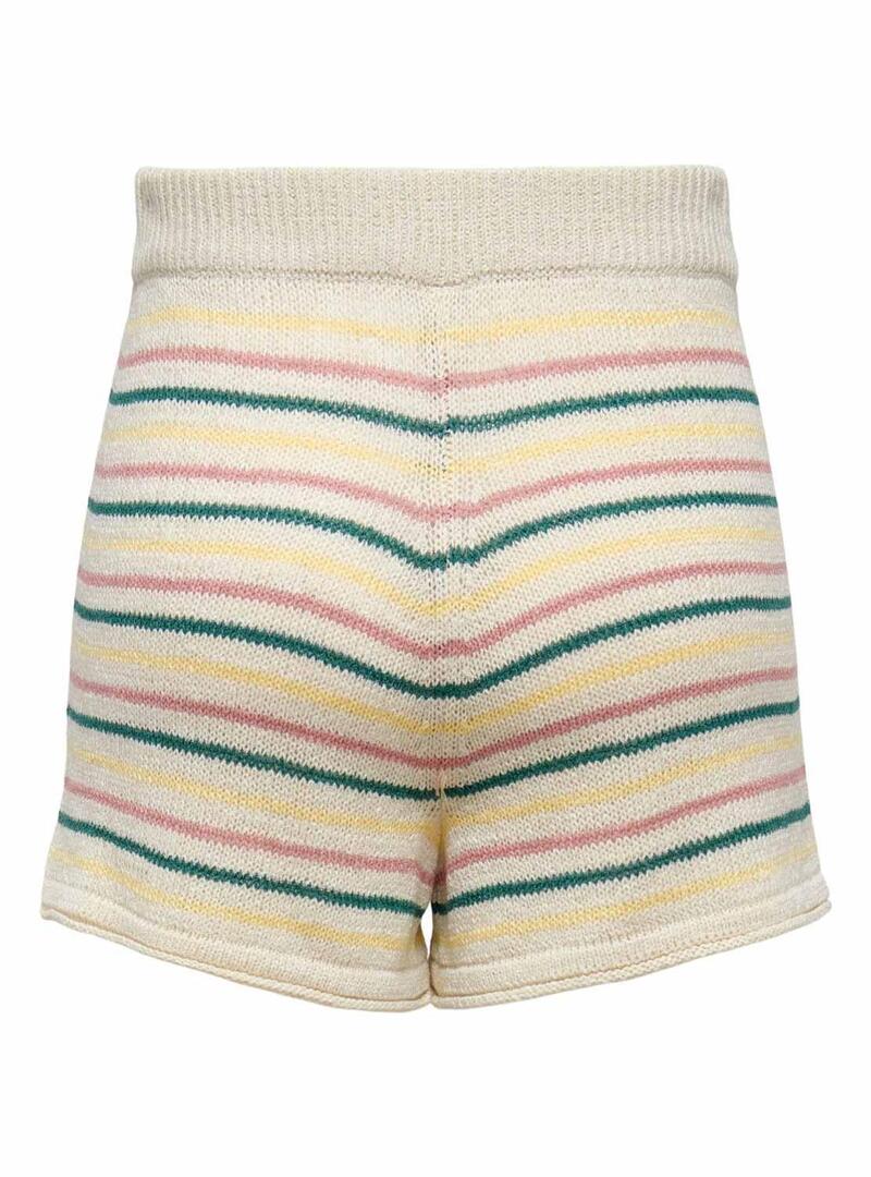 Short Only Fricca Strisce Beige Multi per Donna