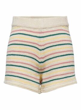 Short Only Fricca Strisce Beige Multi per Donna