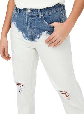 Pantaloni vaquero Only Emily Life Bianco per Donna