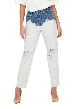 Pantaloni vaquero Only Emily Life Bianco per Donna