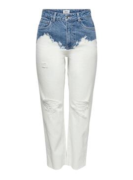 Pantaloni vaquero Only Emily Life Bianco per Donna