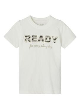 T-Shirt Name It Frido Ready Bianco per Bambina