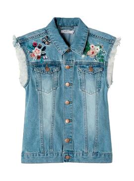 Gilet Jeans Name It Denim Ricamo Fiore Bambina