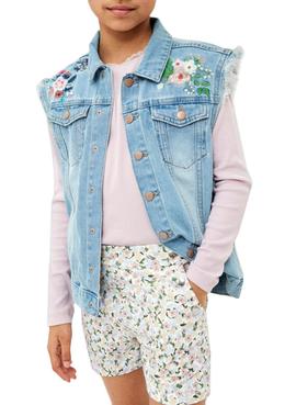 Gilet Jeans Name It Denim Ricamo Fiore Bambina