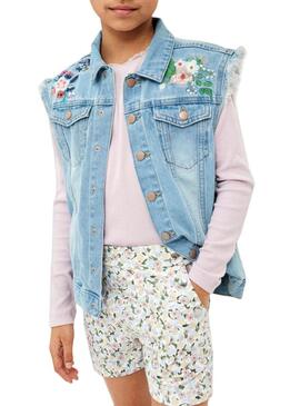 Gilet Jeans Name It Denim Ricamo Fiore Bambina