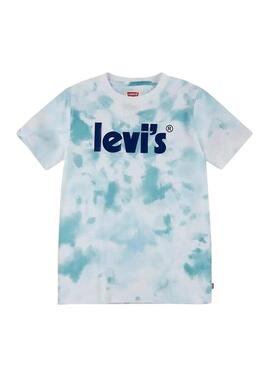 T-Shirt Levis Tie Dye Blu y Bianco per Bambino