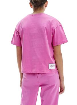 T-Shirt Calvin Klein Colorblock Rosa per Bambina