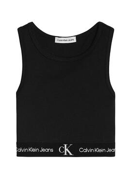 Top Calvin Klein Tape Cropped Nero per Bambina
