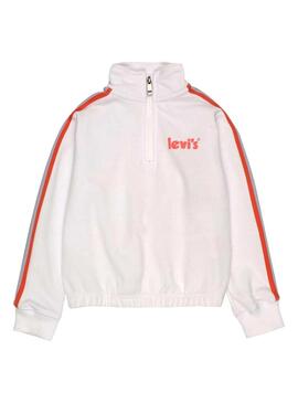 Felpa Levis Half Zip Logo Bianco per Bambina