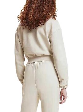 Felpa Calvin Klein Two Tone Logo Beige Donna