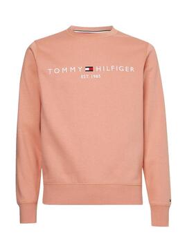 Felpa Tommy Hilfiger Logo Rosa per Uomo
