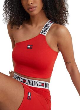 Top Crop Tommy Jeans ABO POP Rosso per Donna
