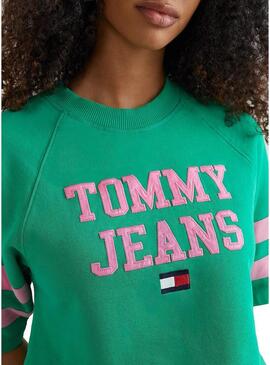 Felpa Tommy Jeans ABO POP Verde per Donna