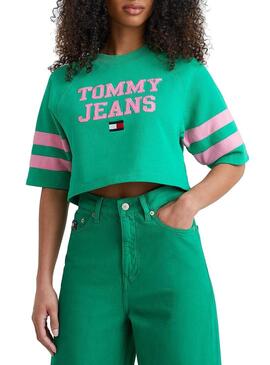 Felpa Tommy Jeans ABO POP Verde per Donna