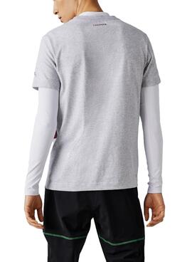 T-Shirt Lacoste Novak Djokovic Grigio per Uomo