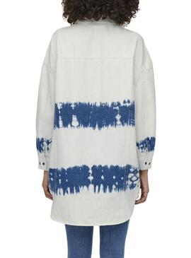 Camicia Denim Only Kasia Tie Dye Bianco Donna