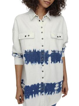 Camicia Denim Only Kasia Tie Dye Bianco Donna