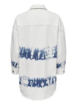 Camicia Denim Only Kasia Tie Dye Bianco Donna