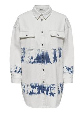 Camicia Denim Only Kasia Tie Dye Bianco Donna