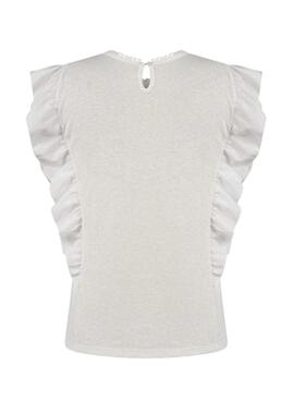 T-Shirt Naf Naf Sent Volants Bianco per Donna