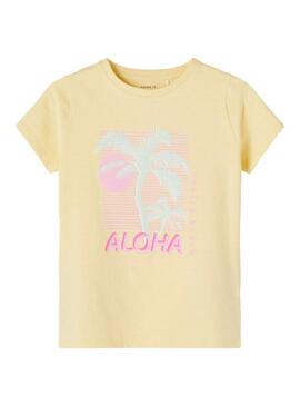 T-Shirt Name It Jesa Aloha Giallo per Bambina