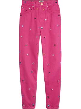 Jeans Tommy Jeans ricamo rosa