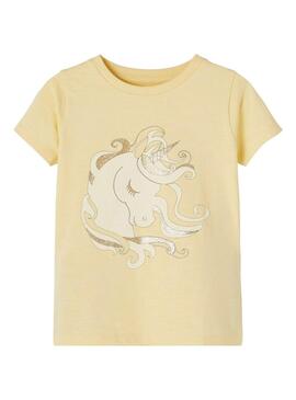 T-Shirt Name It Jusa Unicorn Giallo per Bambina