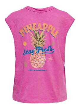 T-Shirt Only Banja Ananas Rosa per Bambina