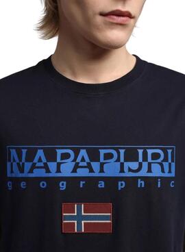 T-Shirt Napapijri Ayas Blu Navy per Uomo