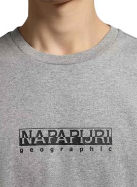 T-Shirt Napapijri Box Grigio per Uomo