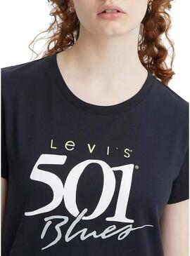 T-Shirt Levis The Perfect 501 Nero per Donna