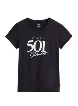 T-Shirt Levis The Perfect 501 Nero per Donna